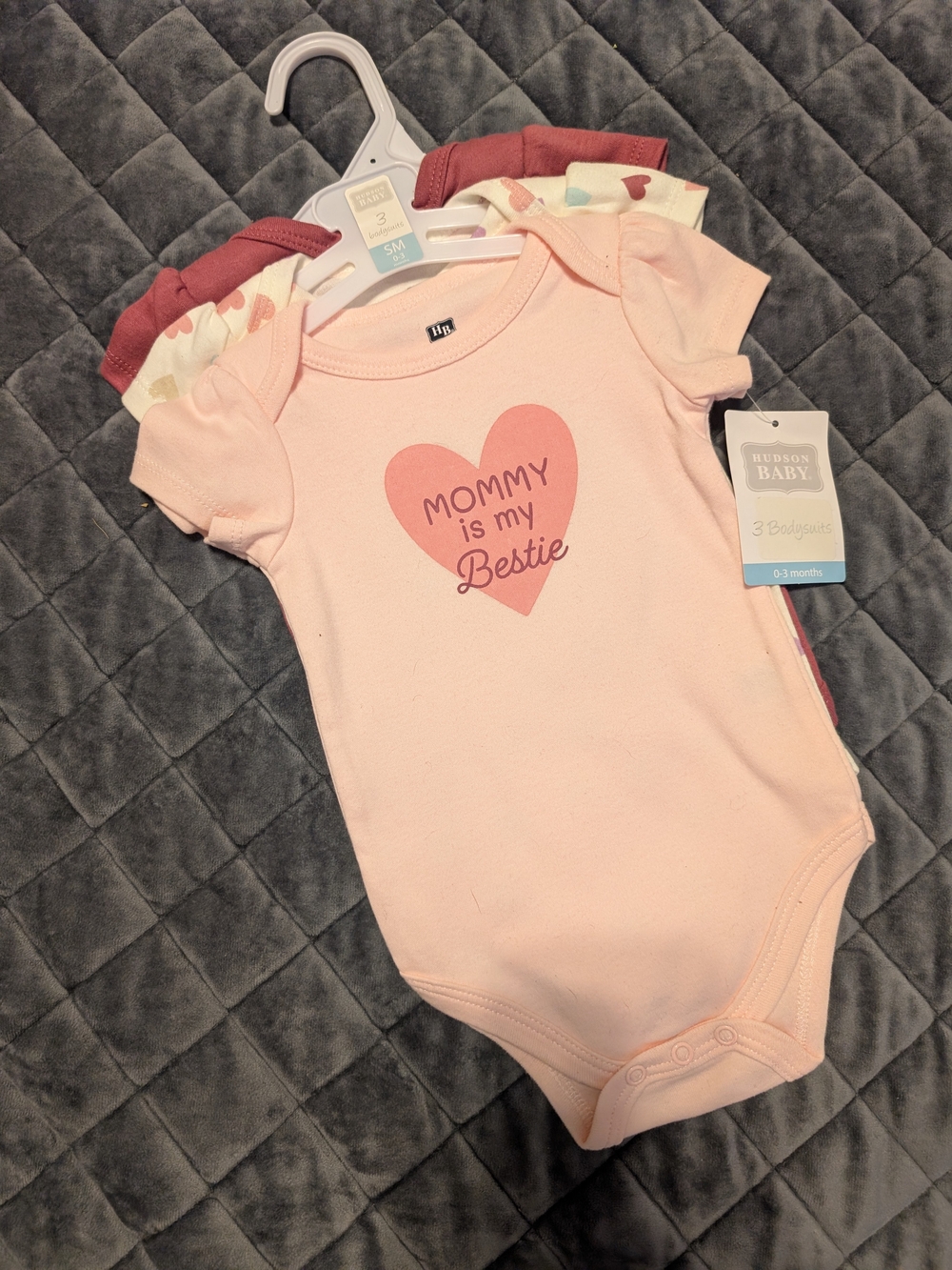 Hudson Baby Pink "Mommy is my Bestie" Baby One-Piece